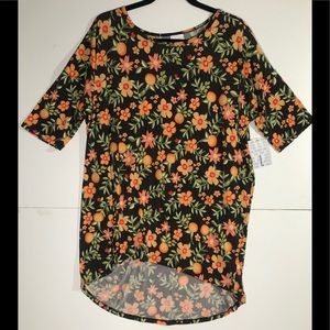 Lularoe Irma high low tunic pattern floral orange